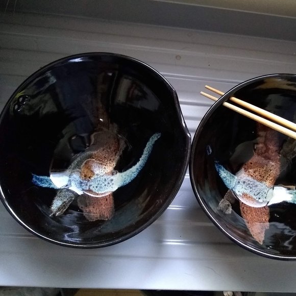 vintage Studio 55 set of 2 large Splash stir fry bowls NWOT - Picture 2 of 10